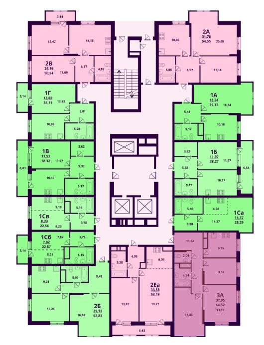 Планировка квартир сиреневый 4 7 Купить двухкомнатную квартиру 56.71м² Ульяновская область, Ульяновск, р-н Заволж